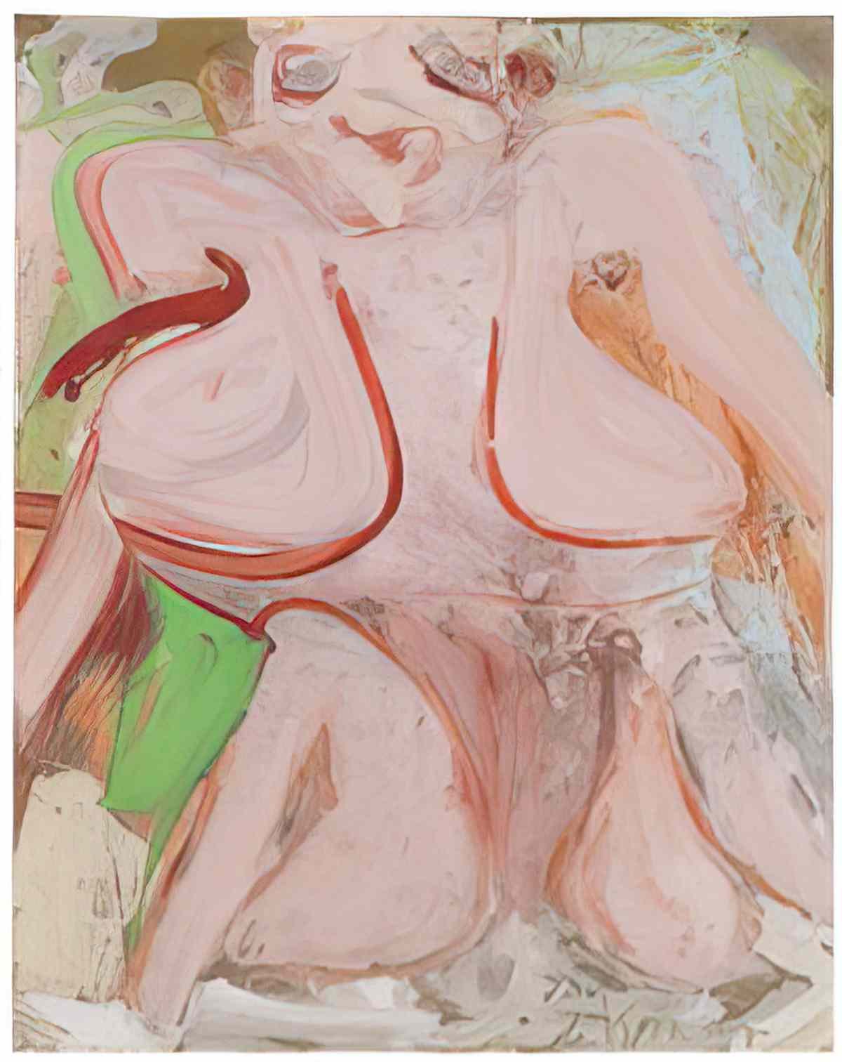 Willem de Kooning pink woman torso1 Art A4 Photo Print