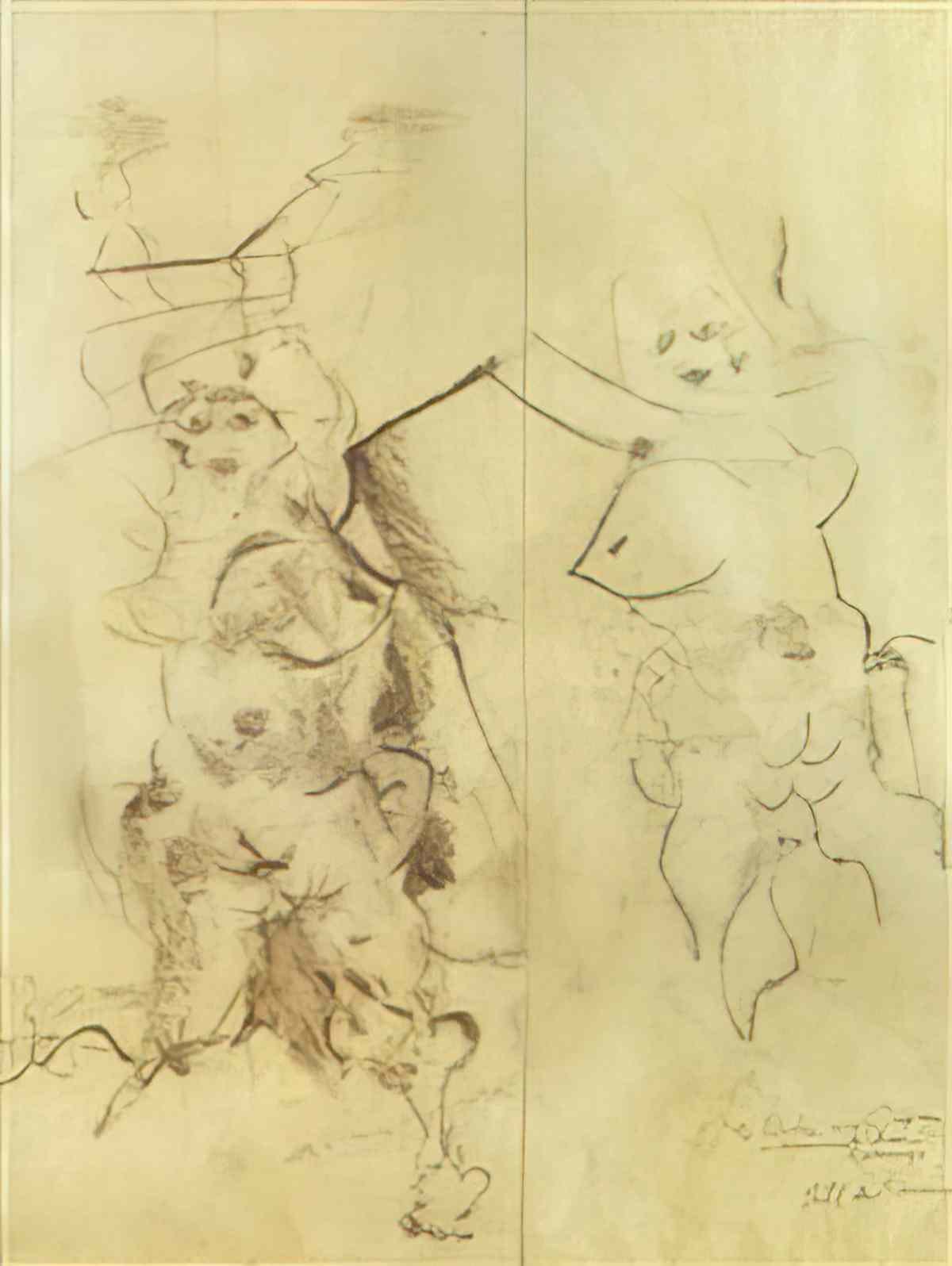 Willem de Kooning sketch of two women Art A4 Photo Print
