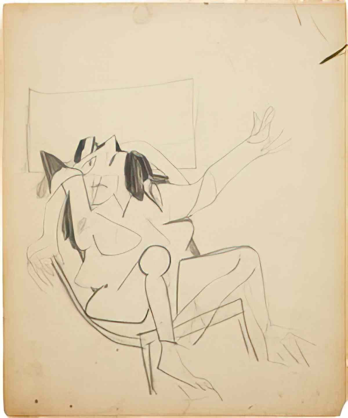 Willem de Kooning study for seated woman Art A4 Photo Print