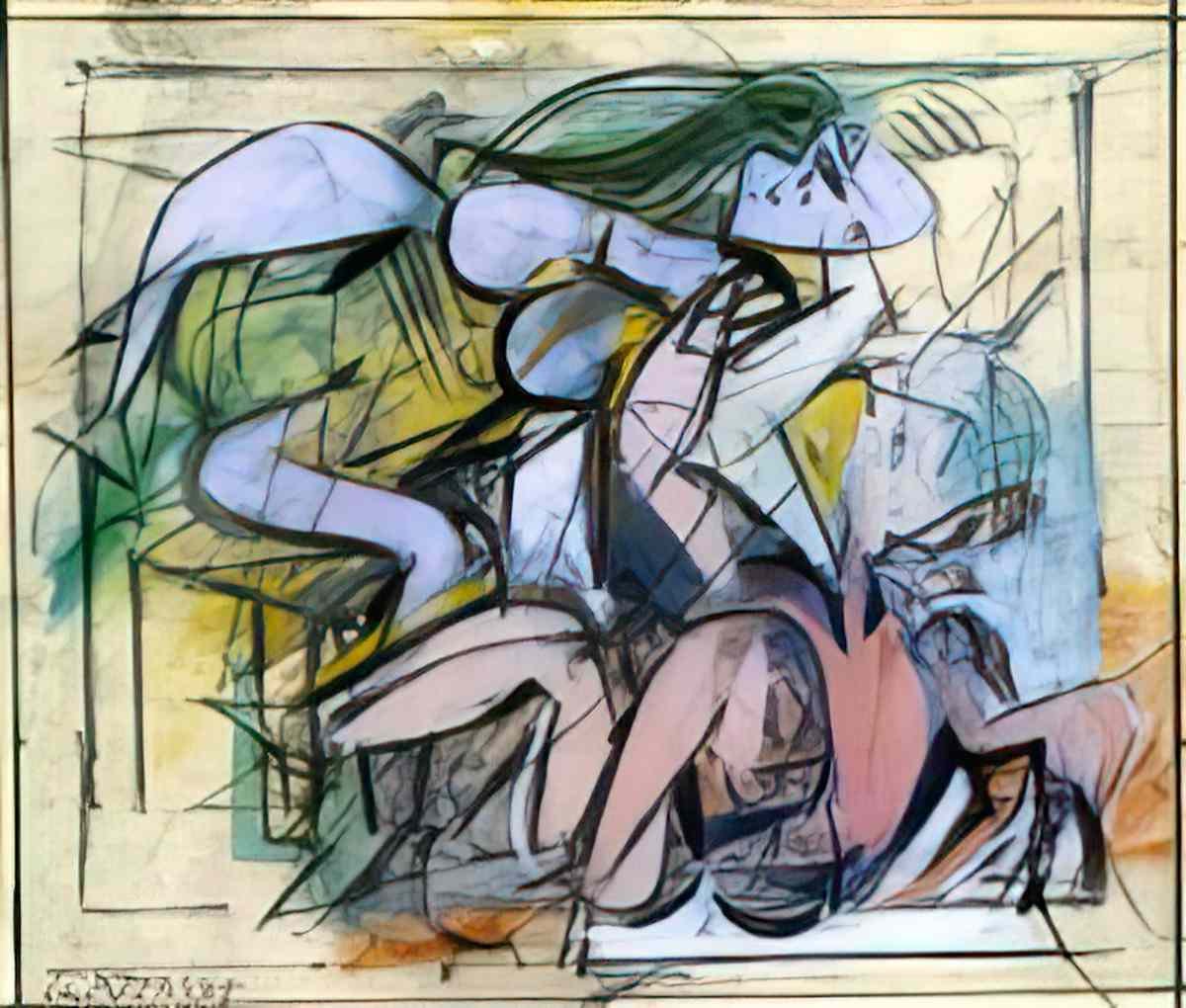 Willem de Kooning two figures Art A4 Photo Print