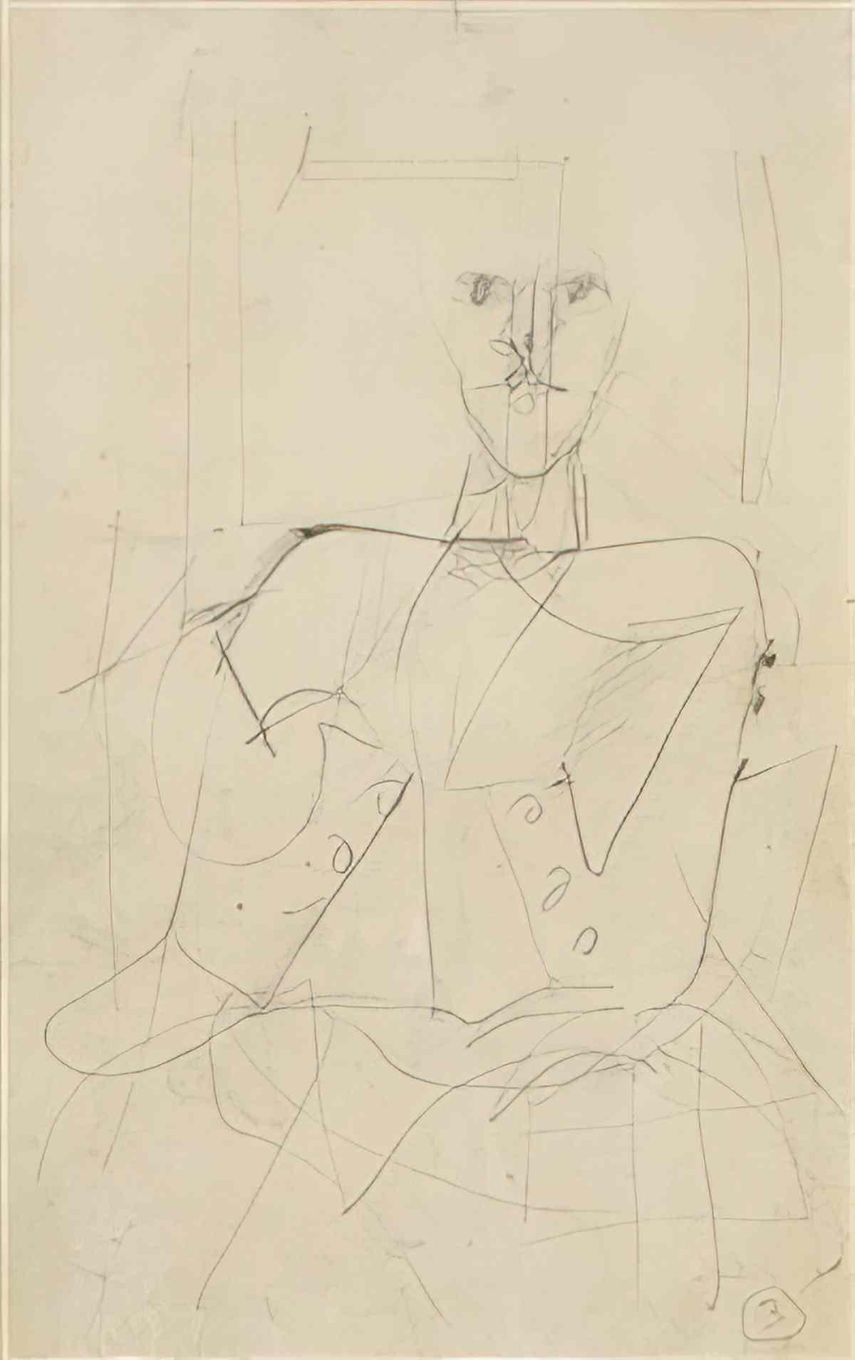 Willem de Kooning untitled seated male figure Art A4 Photo Print
