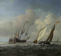 Willem van de Velde A Dutch Ship, a Yacht and Smaller Vessels in a Breeze A4 Photo Print