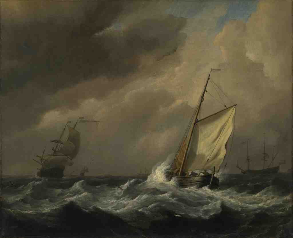 Willem van de Velde A Small Dutch Vessel close hauled in a Strong Breeze A4 Photo Print
