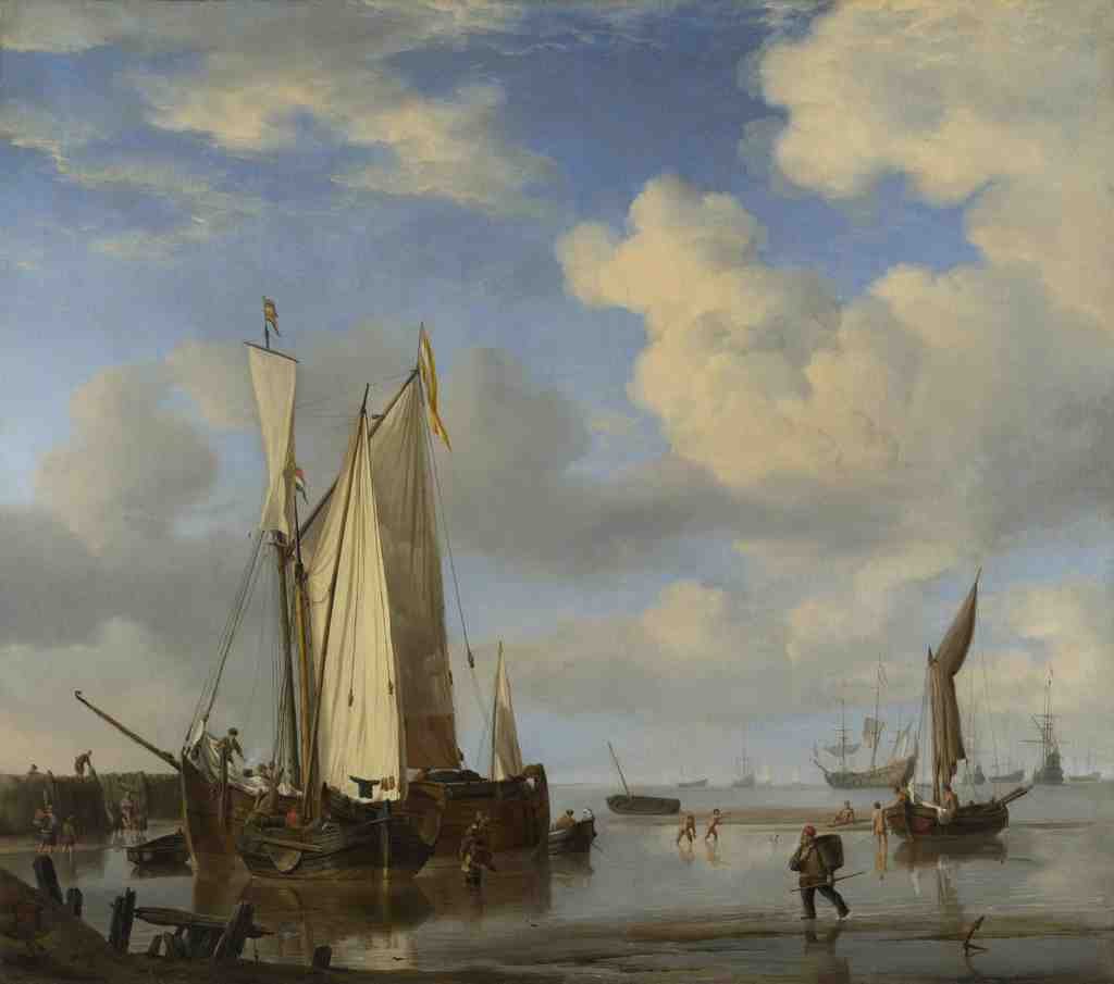 Willem van de Velde Dutch Vessels Inshore and Men Bathing A4 Photo Print