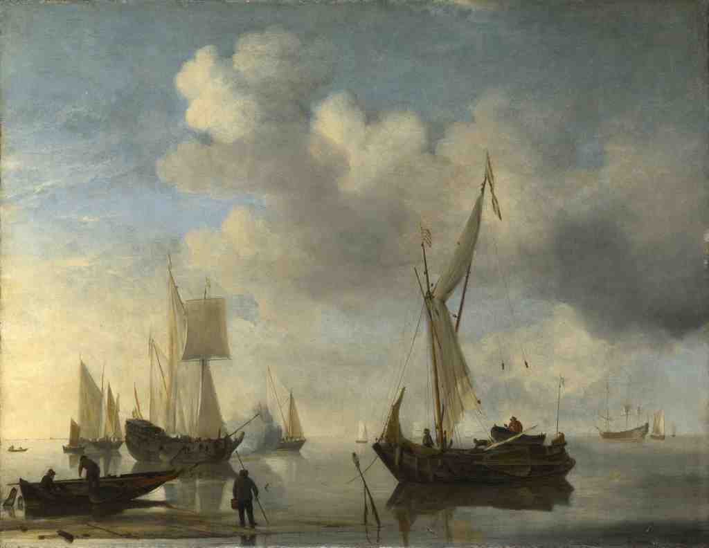 Willem van de Velde Dutch Vessels lying Inshore in a Calm, one Saluting A4 Photo Print