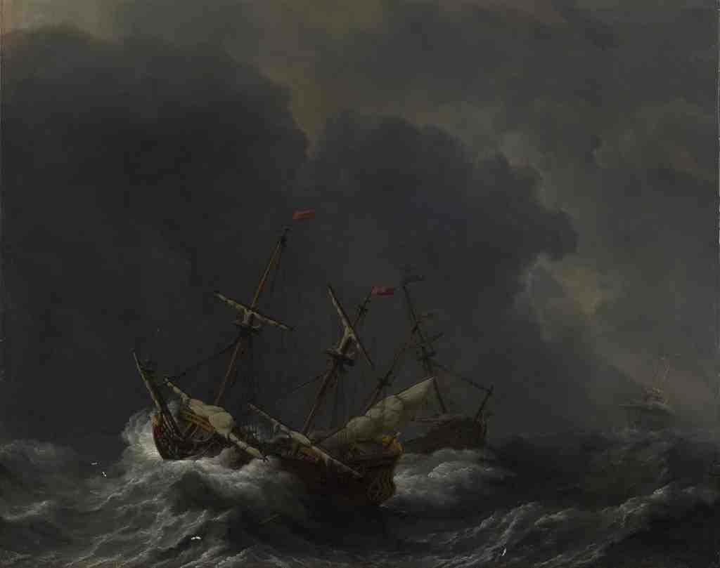 Willem van de Velde Three Ships in a Gale A4 Photo Print