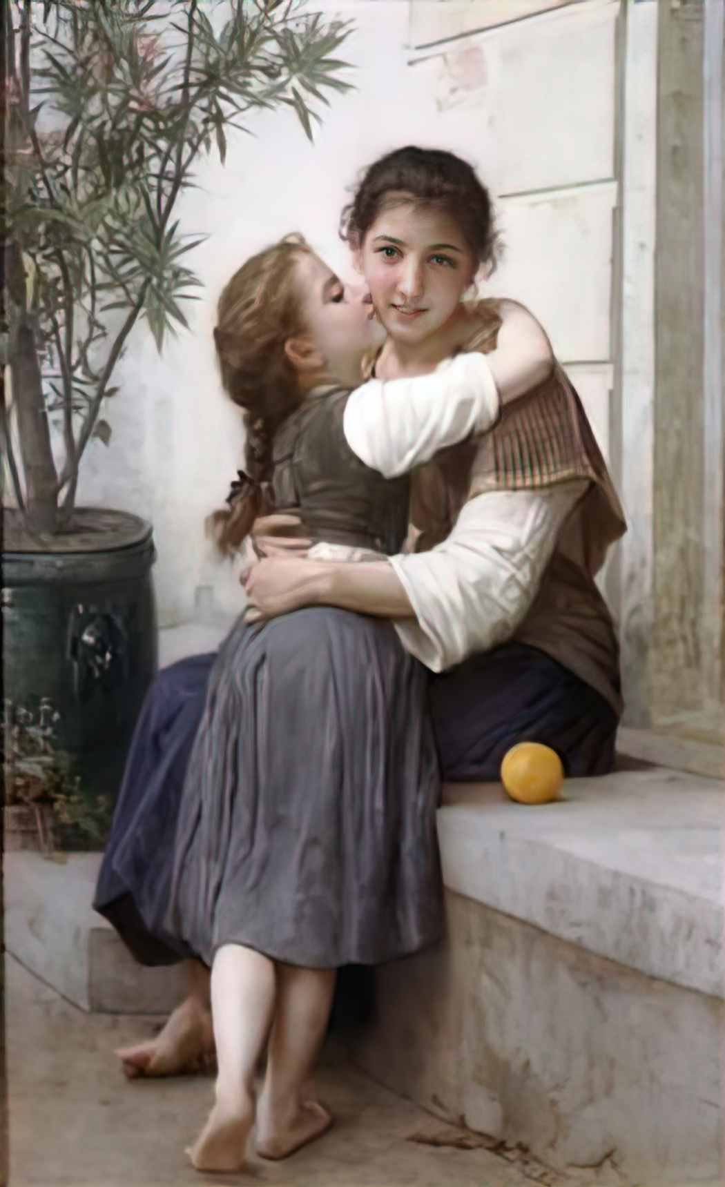 William Adolphe Bouguereau a little coaxing 1890 Art A4 Photo Print