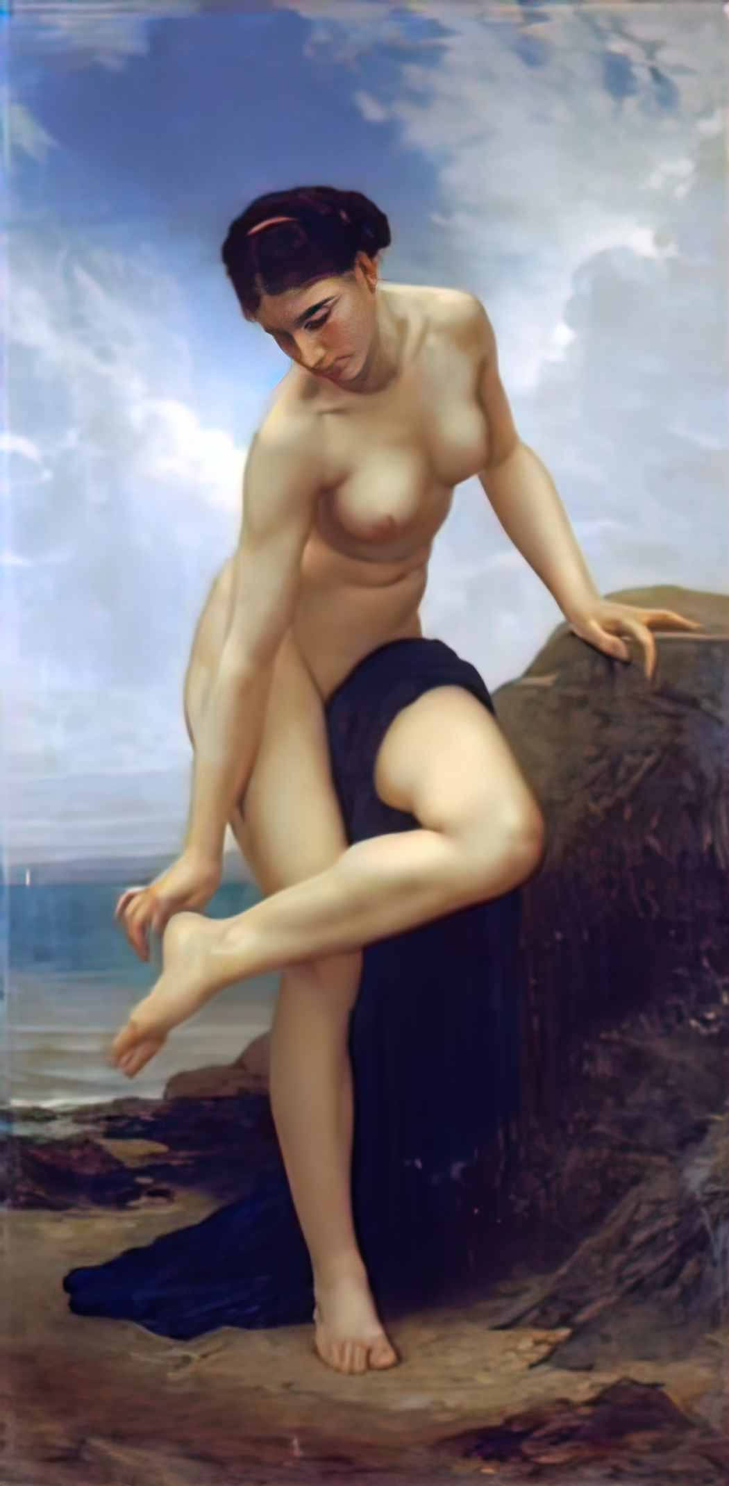 William Adolphe Bouguereau after the bath 1875 Art A4 Photo Print