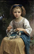 William Adolphe Bouguereau child braiding a crown Art A4 Photo Print