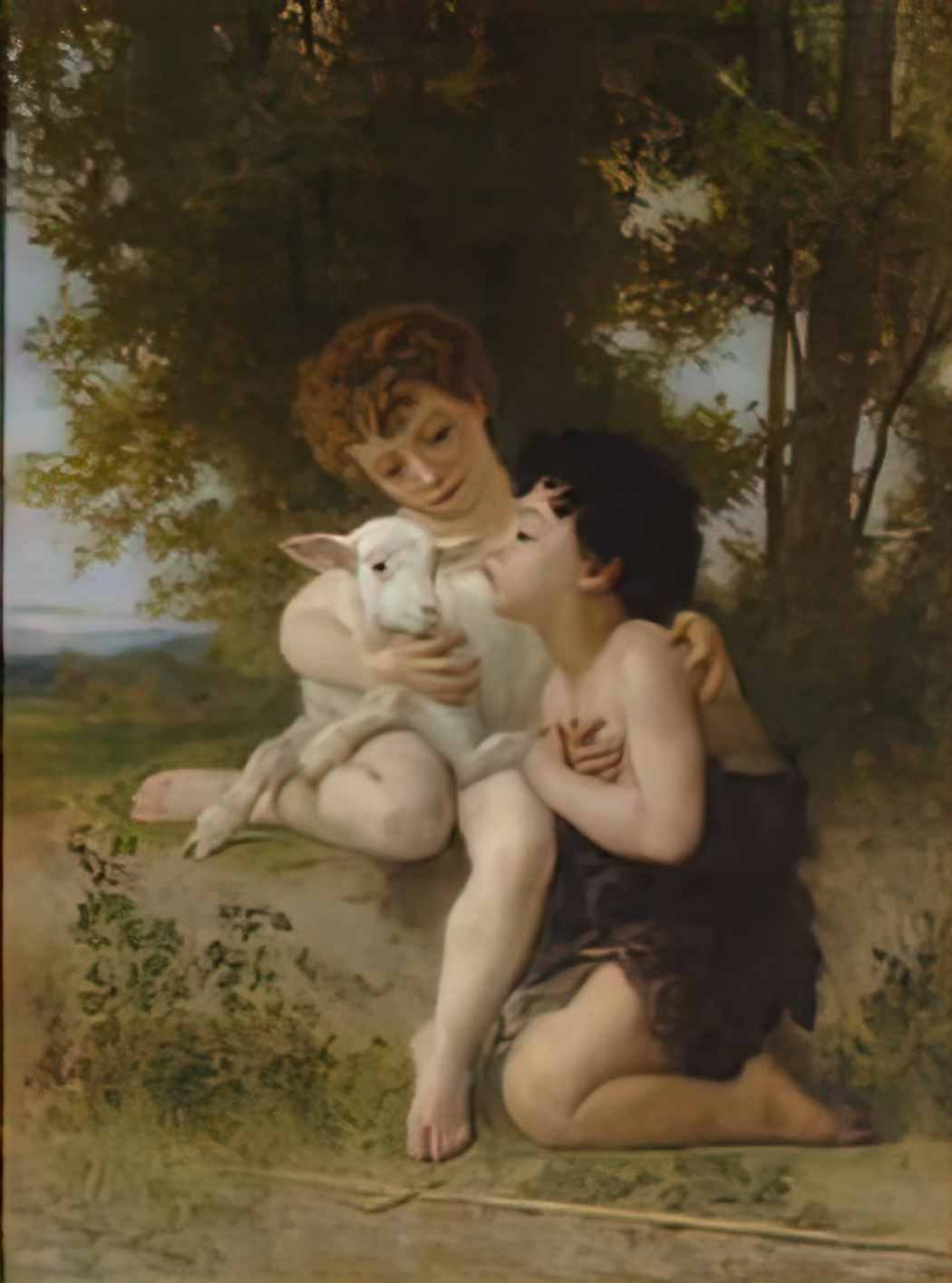 William Adolphe Bouguereau children with the lamb Art A4 Photo Print