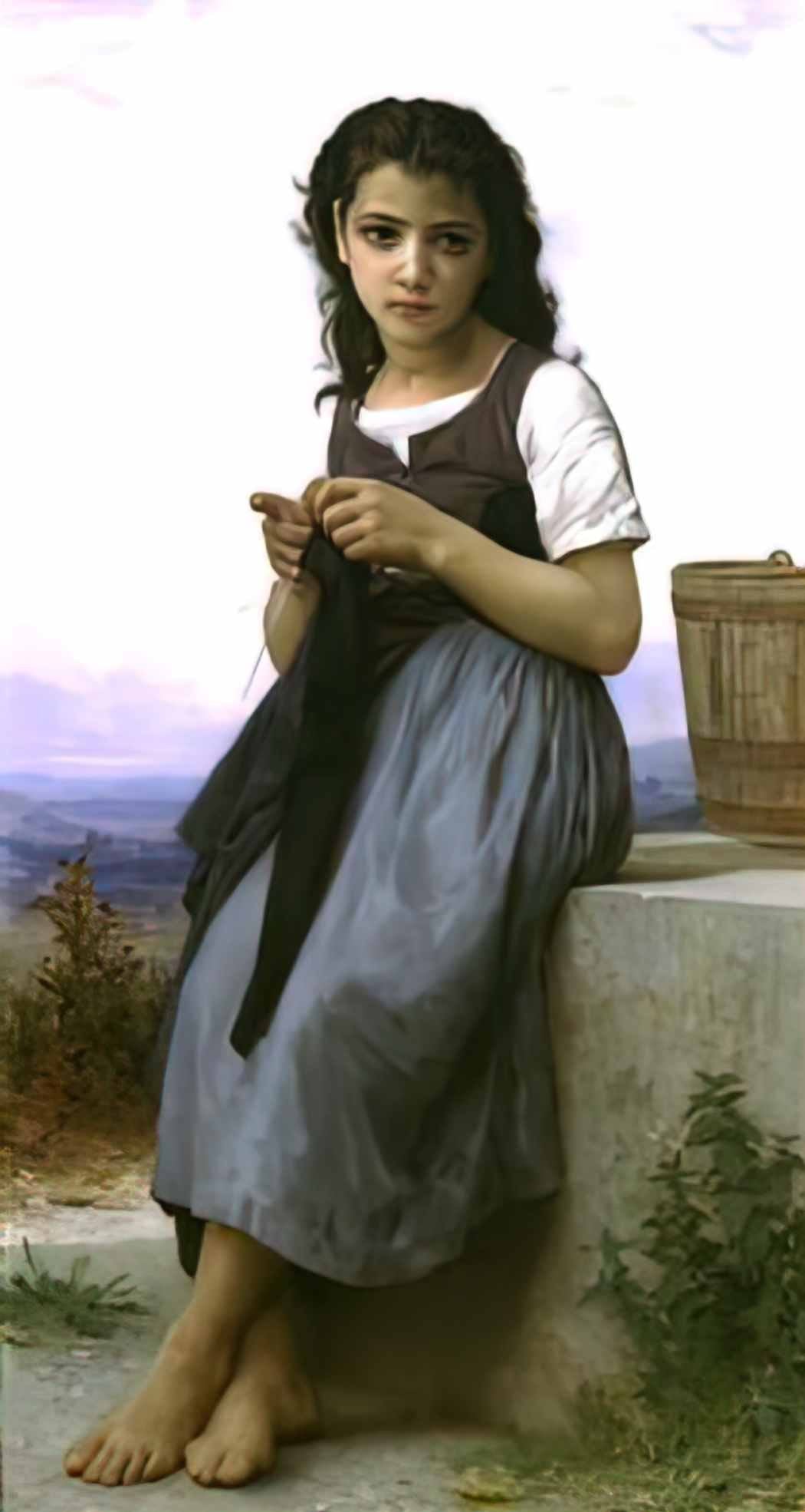 William Adolphe Bouguereau the knitter 1884 Art A4 Photo Print