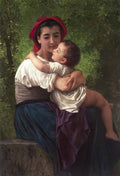 William Adolphe Bouguereau the little hug Art A4 Photo Print
