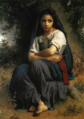 William Adolphe Bouguereau the little knitter 1875 Art A4 Photo Print