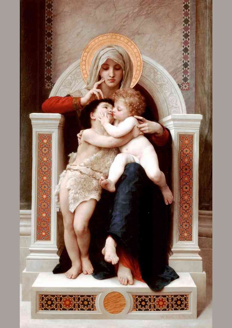 William Adolphe Bouguereau the virgin jesus and saint john baptist A4 Photo Print
