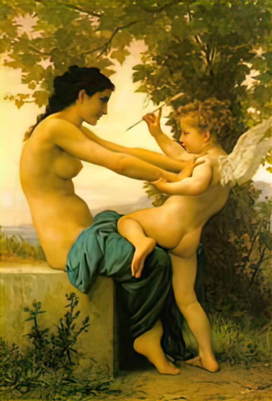 William Adolphe Bouguereau young girl defending herself against eros Art A4 Photo Print
