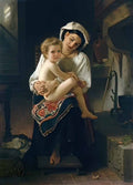 William Adolphe Bouguereau young mother gazing at her child Art A4 Photo Print
