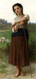 William Adolphe Bouguereau young shepherdess standing Art A4 Photo Print