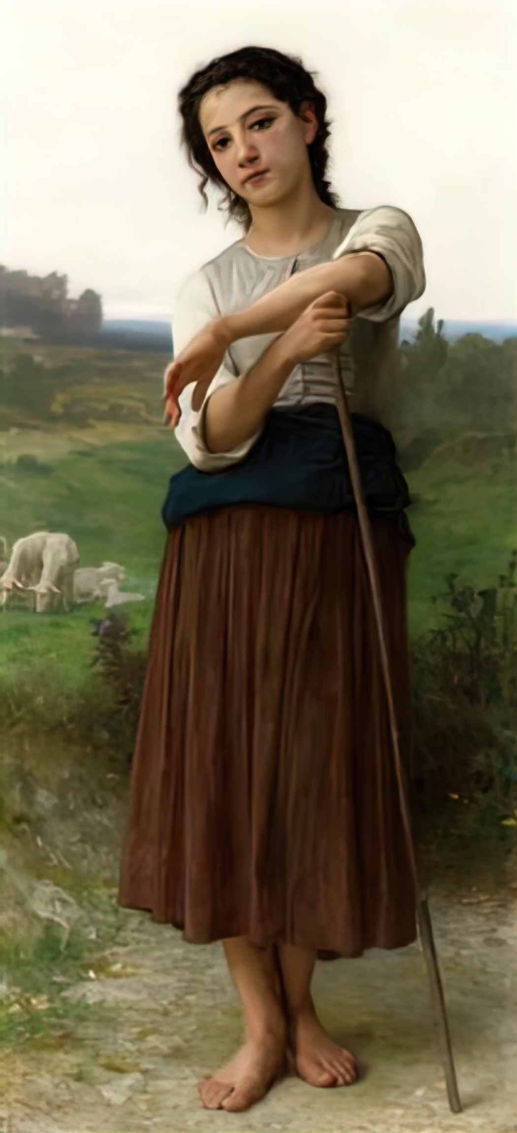 William Adolphe Bouguereau young shepherdess standing Art A4 Photo Print