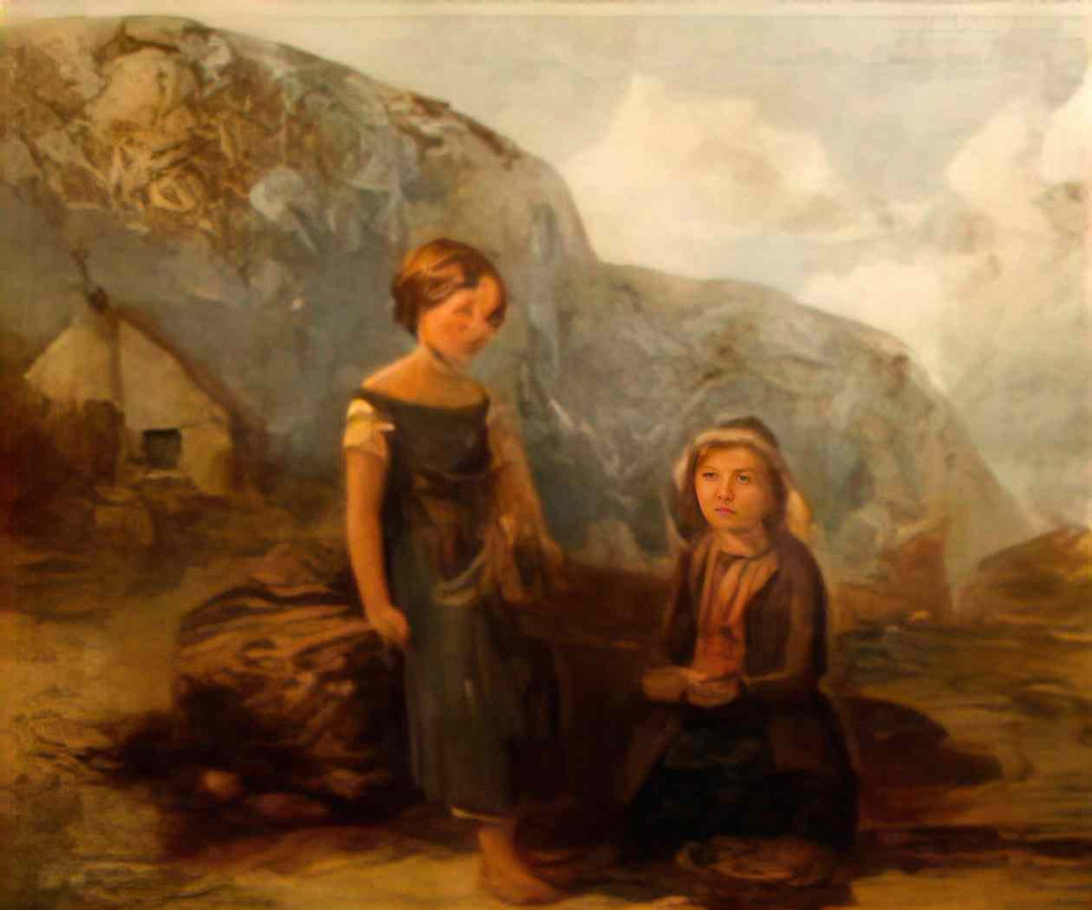 William Collins children gathering seaweed Art A4 Photo Print
