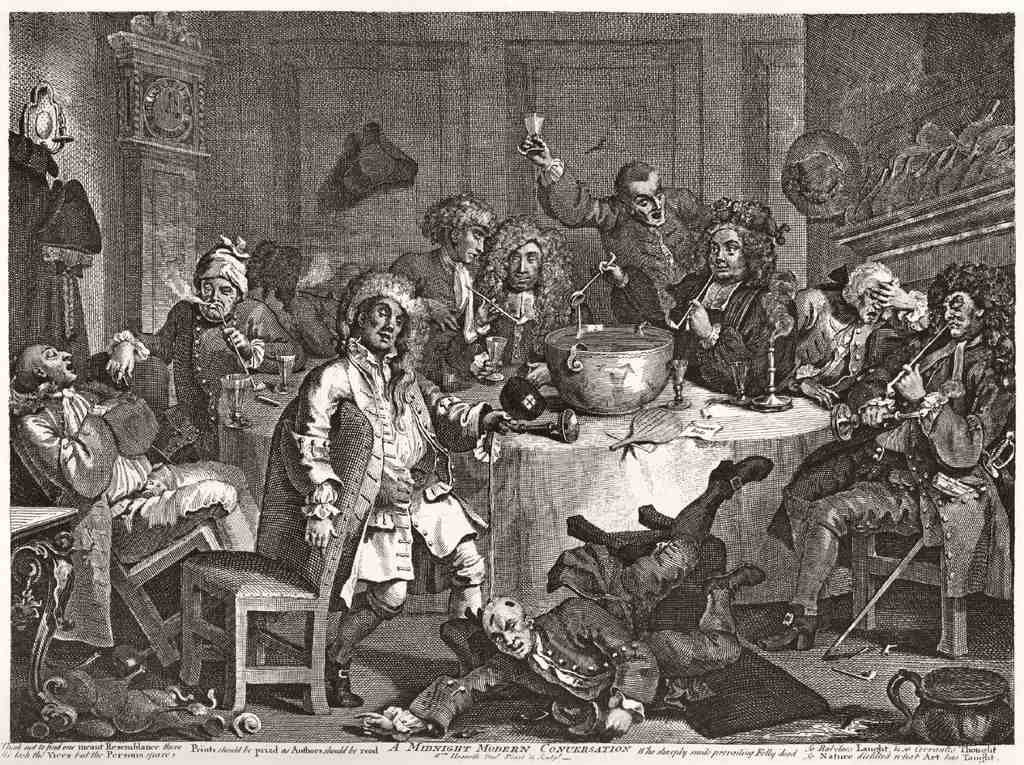 William Hogarth A Midnigh Modern Conversation 18thc Vintage A4 Photo Print