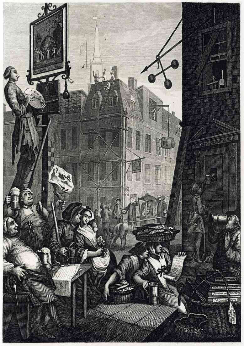 William Hogarth Gin Lane Beer Street A4 Photo Print