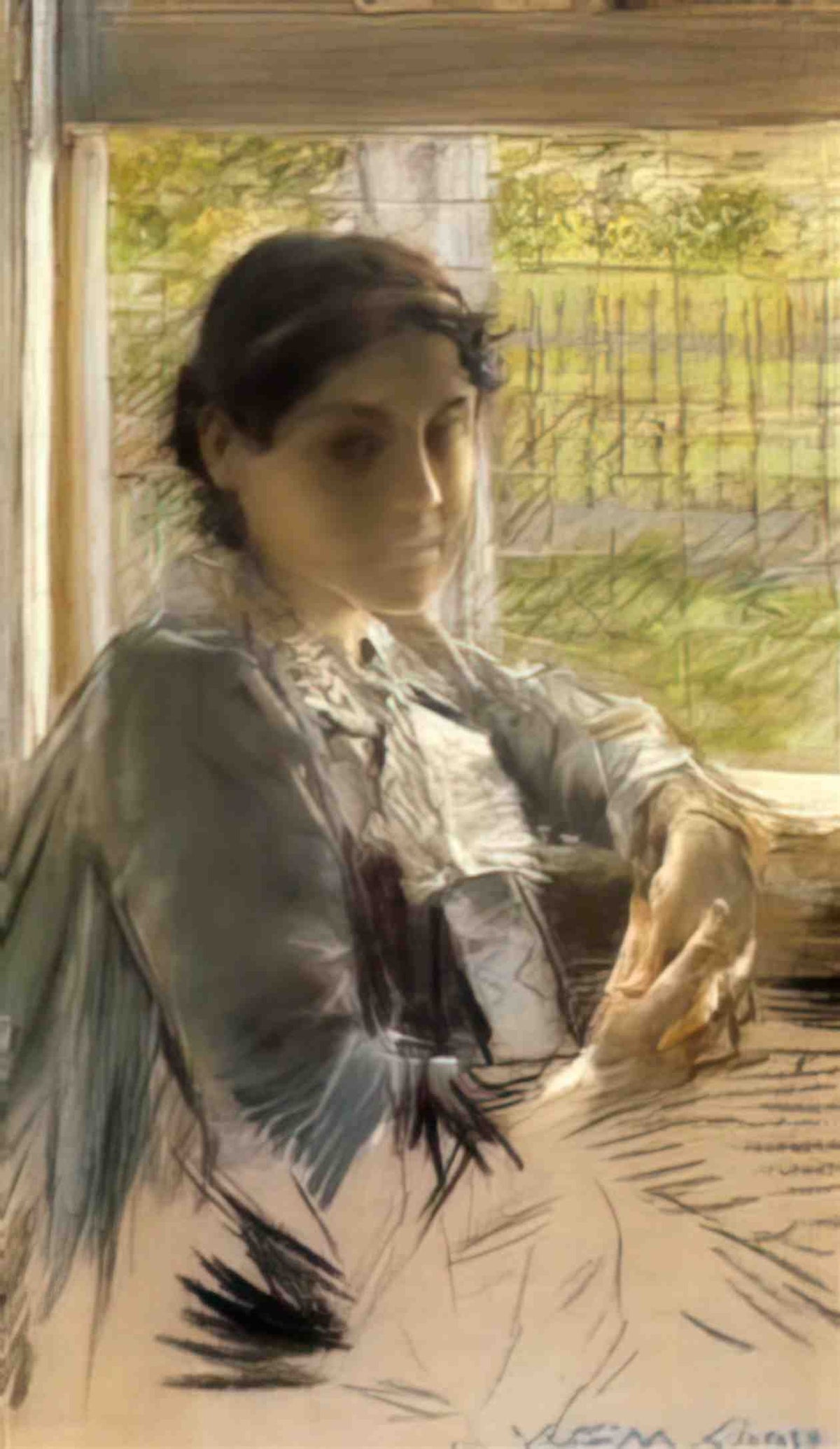 William Merritt Chase at the window Art A4 Photo Print