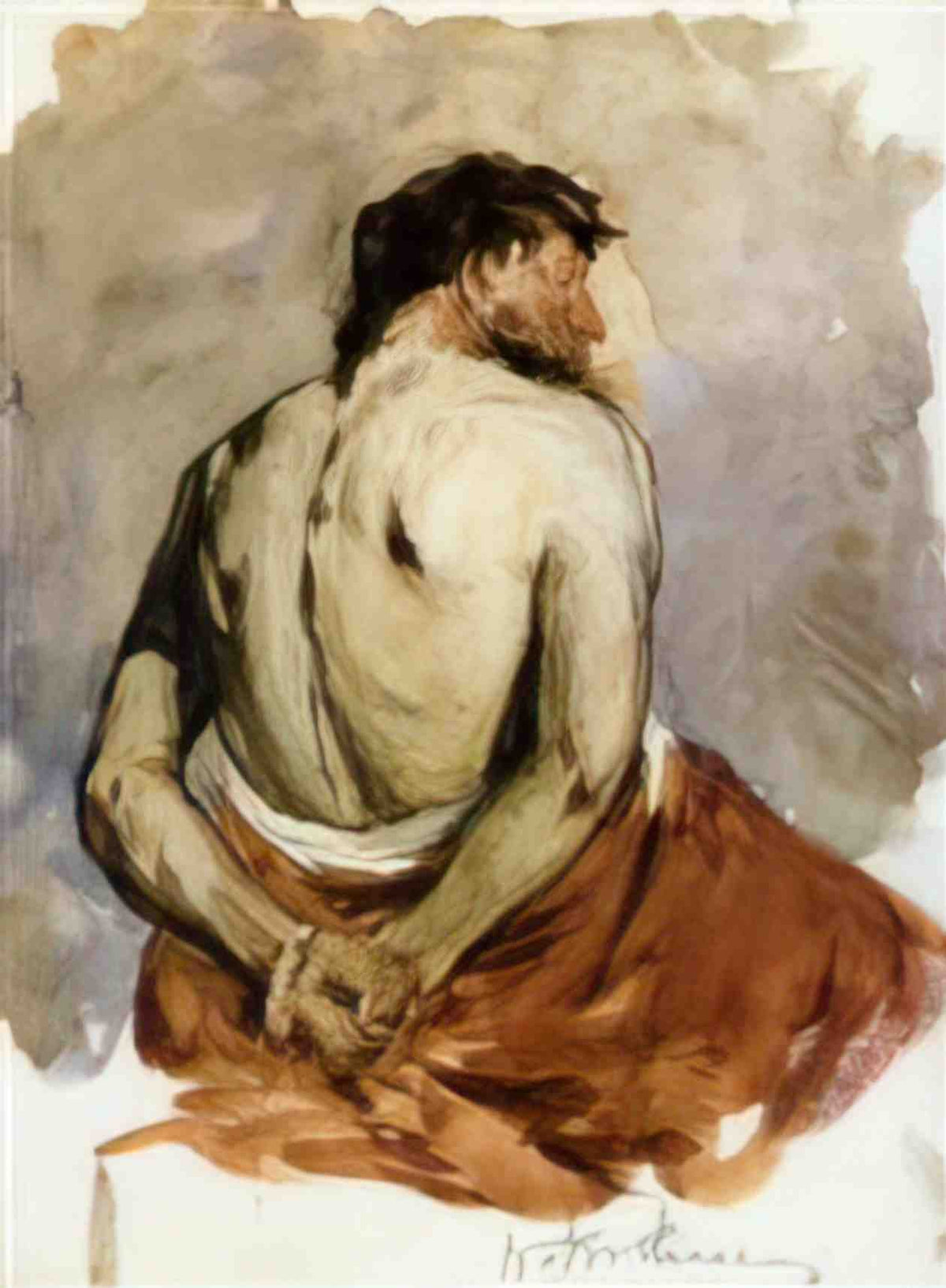 William Merritt Chase back of a male figure Art A4 Photo Print