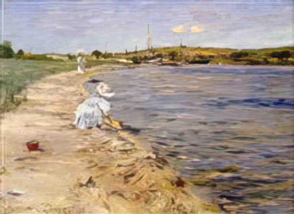 William Merritt Chase beach scene morning at canoe place Art A4 Photo Print