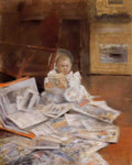 William Merritt Chase child with prints Art A4 Photo Print