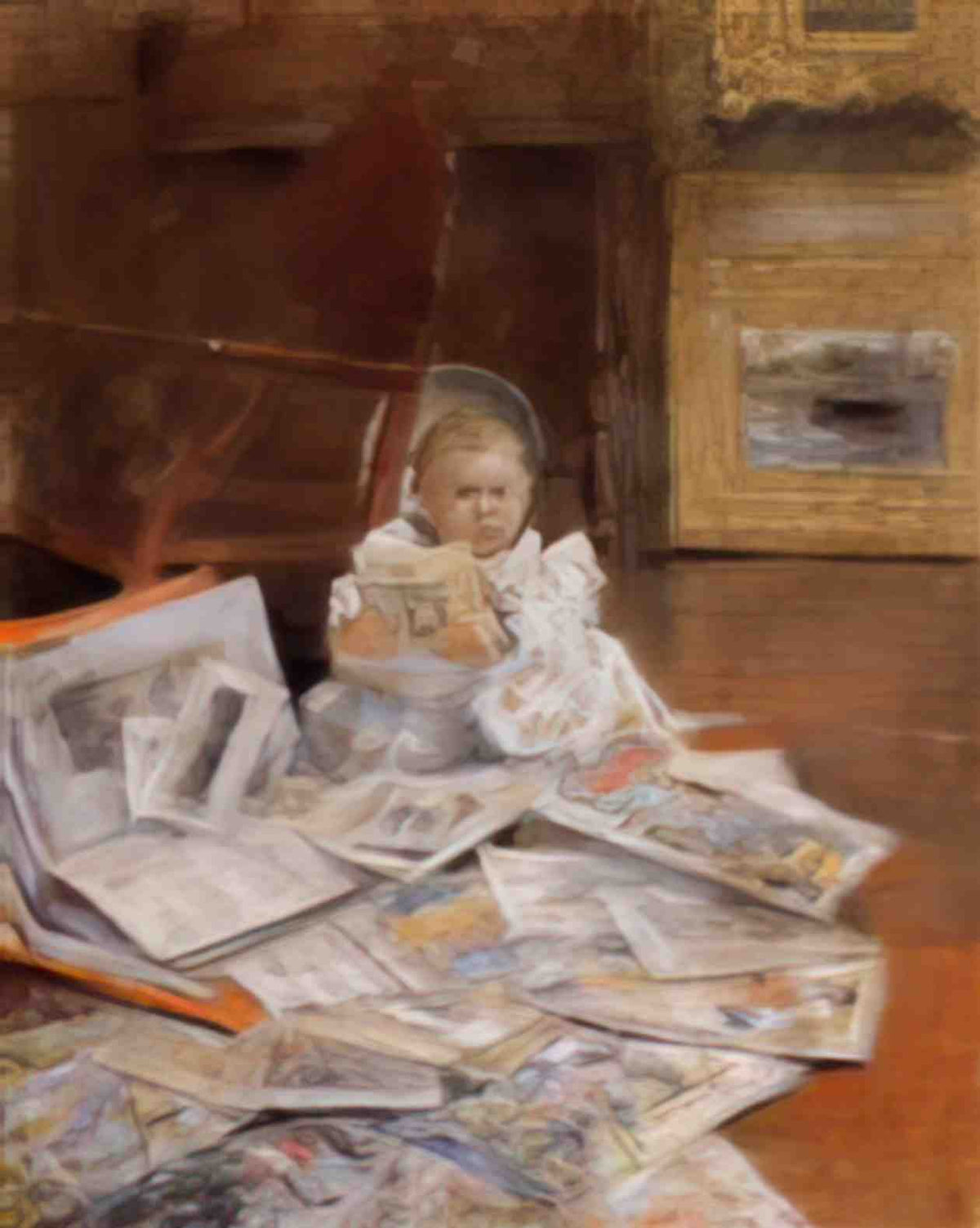 William Merritt Chase child with prints Art A4 Photo Print