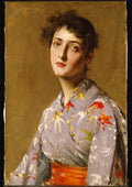 William Merritt Chase girl in a japanese kimono A4 Photo Print