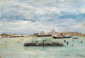 William Merritt Chase gray day on the lagoon a passenger boat venice Art A4 Photo Print