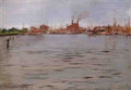 William Merritt Chase harbor scene brooklyn docks Art A4 Photo Print