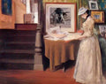 William Merritt Chase interior young woman at a table Art A4 Photo Print