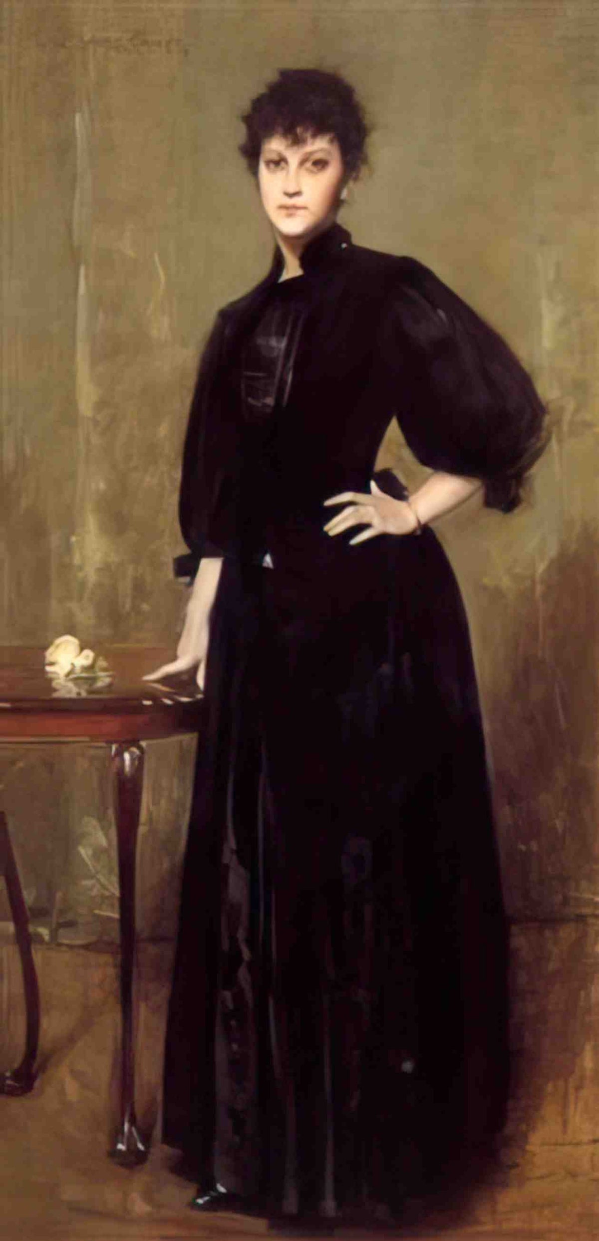 William Merritt Chase lady in black Art A4 Photo Print