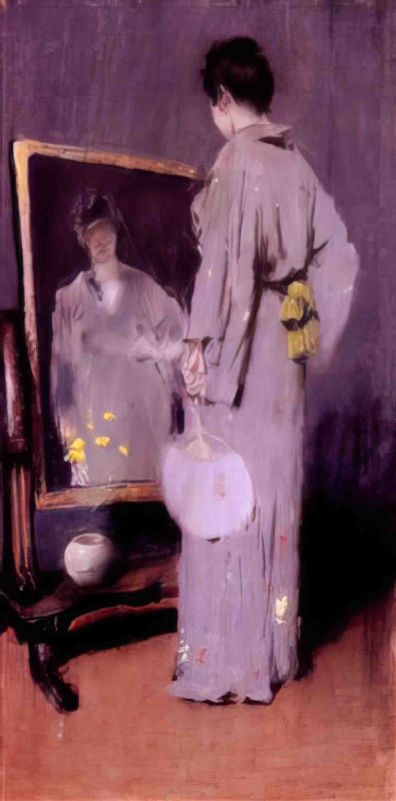 William Merritt Chase making her toilet Art A4 Photo Print