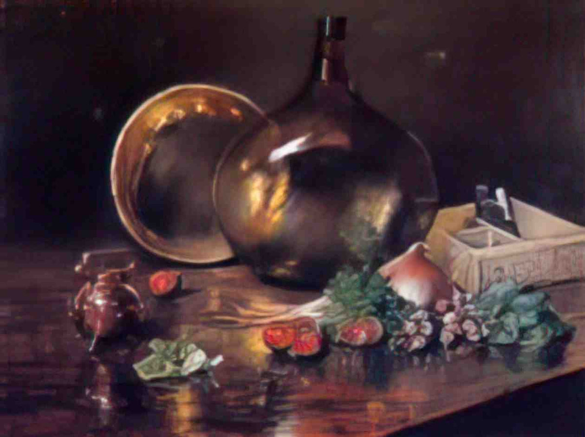 William Merritt Chase still life brass and glass Art A4 Photo Print