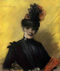 William Merritt Chase study of black against yello Art A4 Photo Print