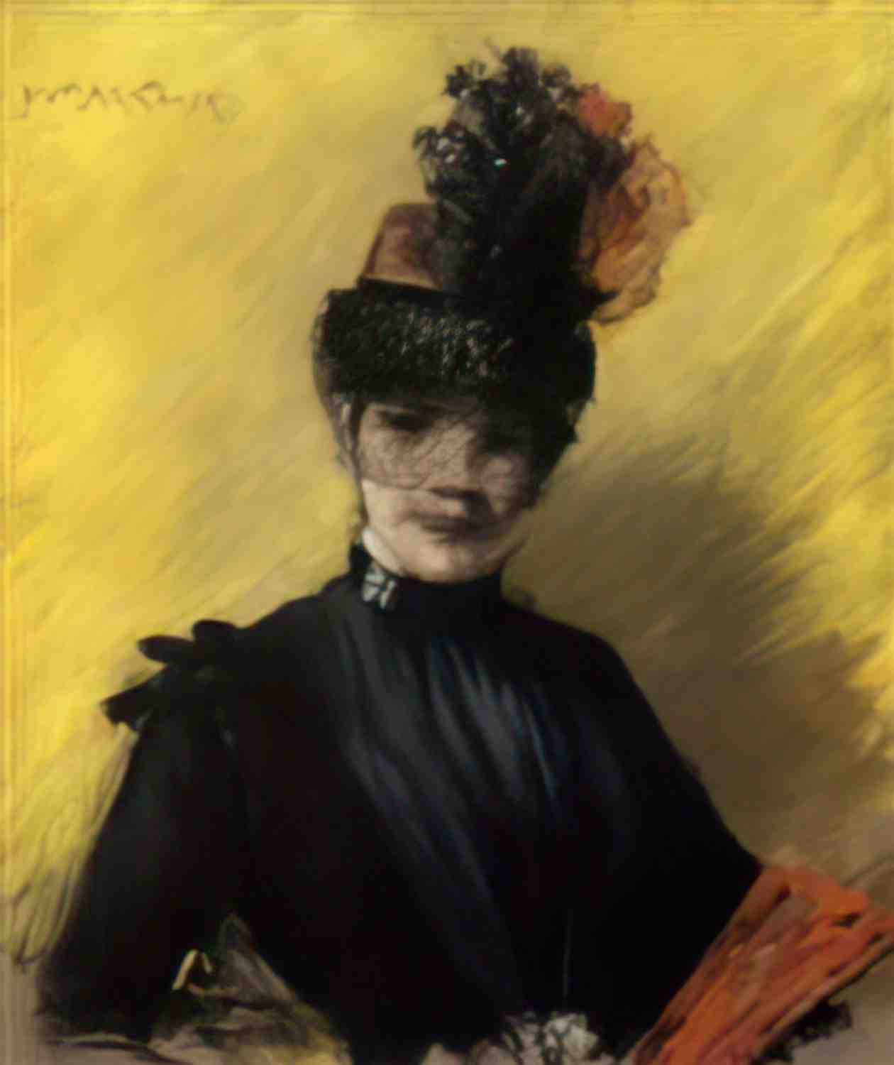 William Merritt Chase study of black against yello Art A4 Photo Print