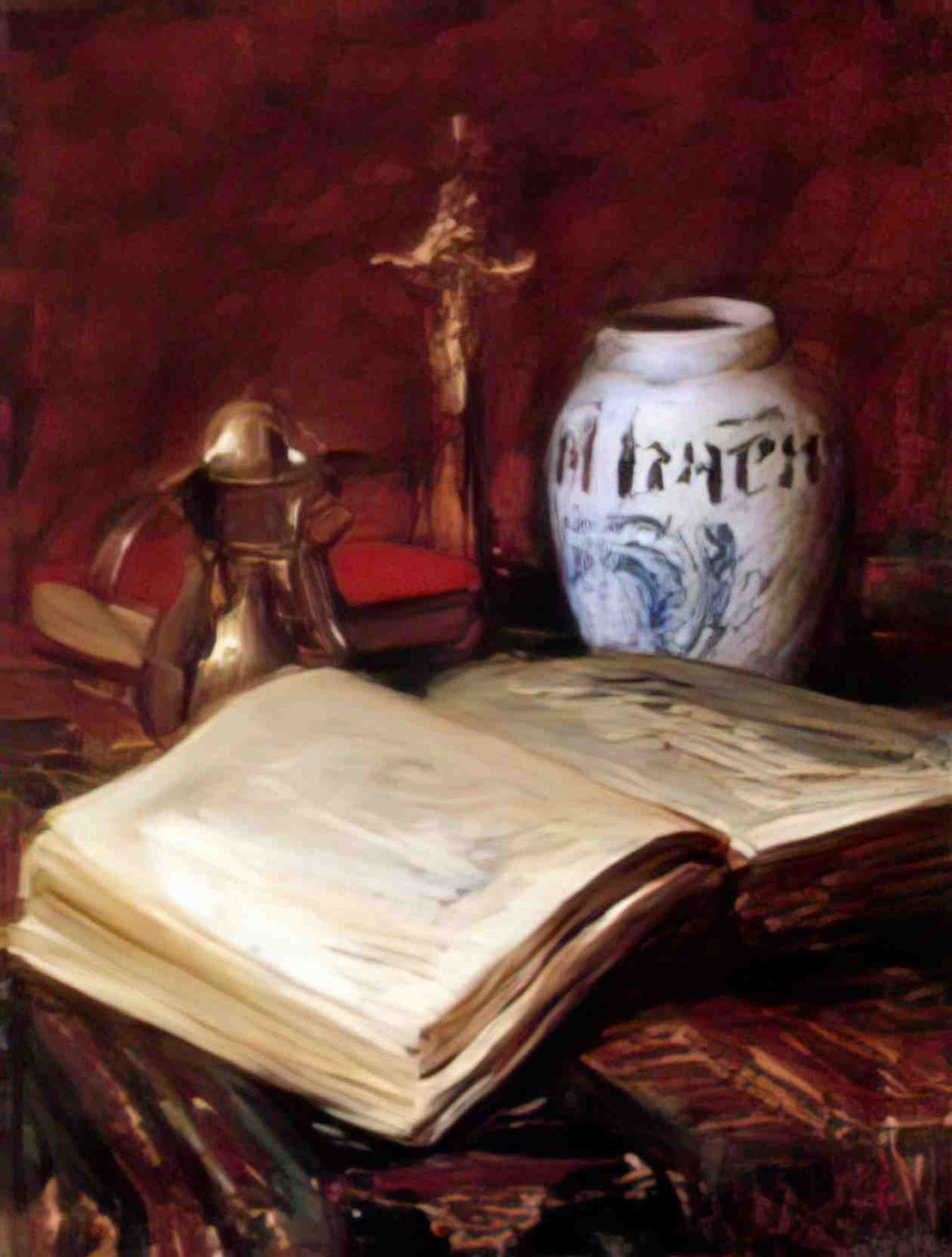 William Merritt Chase the old book Art A4 Photo Print