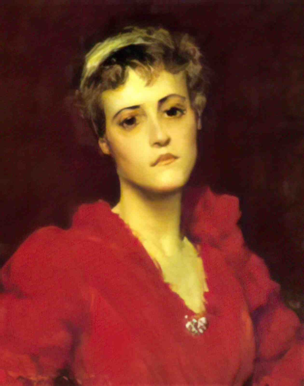 William Merritt Chase the red gown Art A4 Photo Print