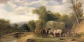 William Shayer carthorses and rustics by a stream 1840 Art A4 Photo Print