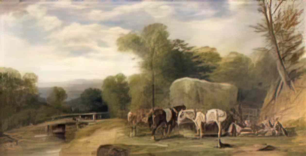 William Shayer carthorses and rustics by a stream 1840 Art A4 Photo Print