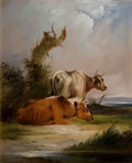 William Shayer cows white cow standing Art A4 Photo Print