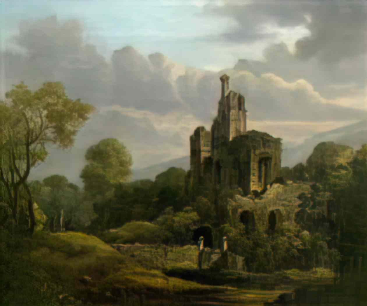 William Shayer landscape with a ruined castle Art A4 Photo Print