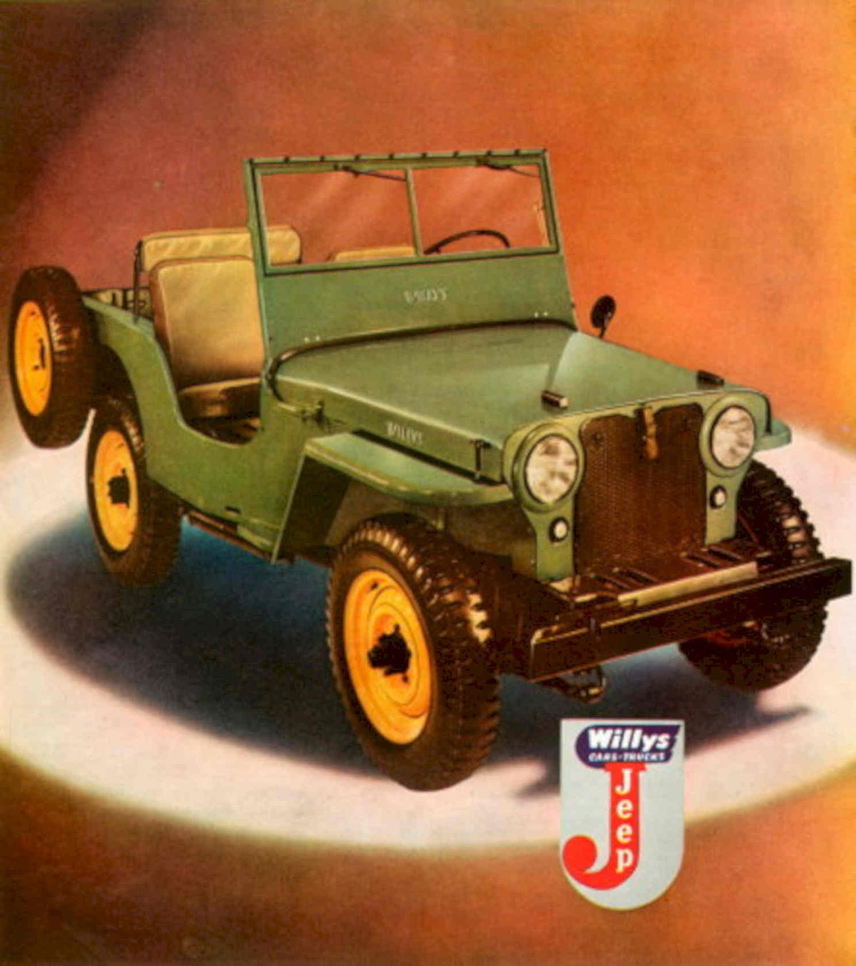 Willys Jeep Green 1940s Vintage Retro Advert Poster