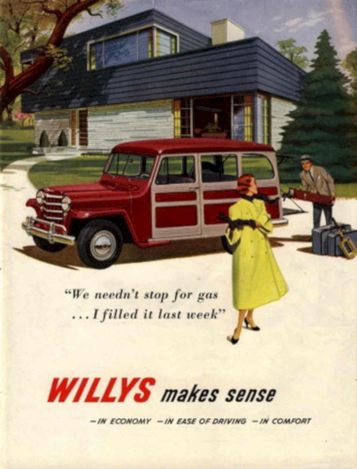 Willys Woody Family 1940s Vintage Retro Advert Poster