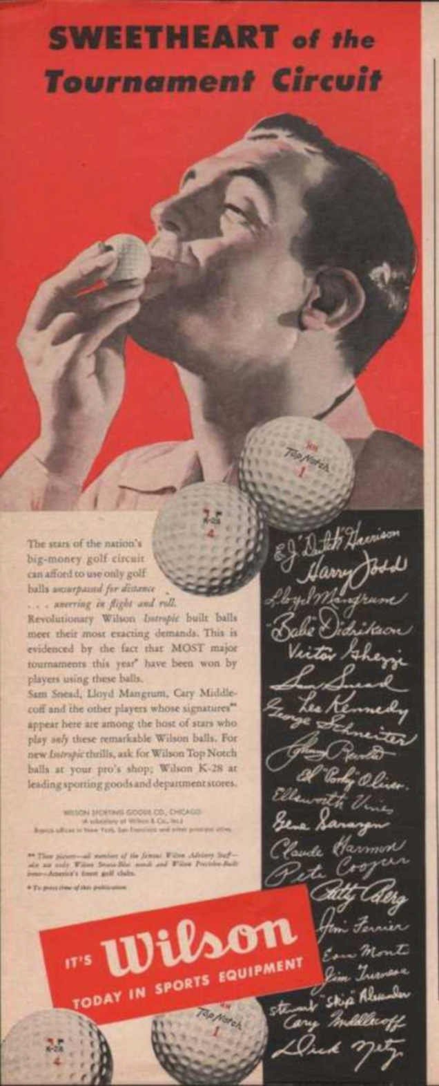 Wilson Middlecoff Golf Vintage Retro Advert Ads A4 Photo Print