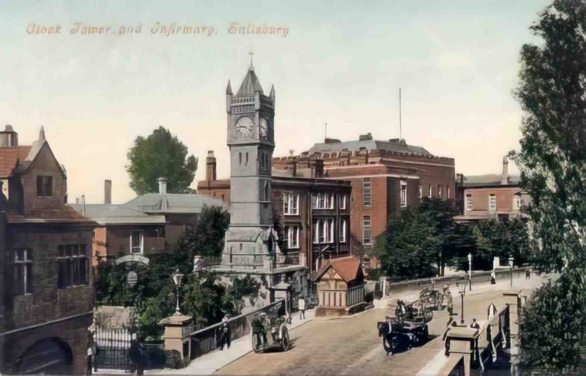 Wiltshire Salisbury Clock Tower and Infirmary Vintage A4 Photo Print