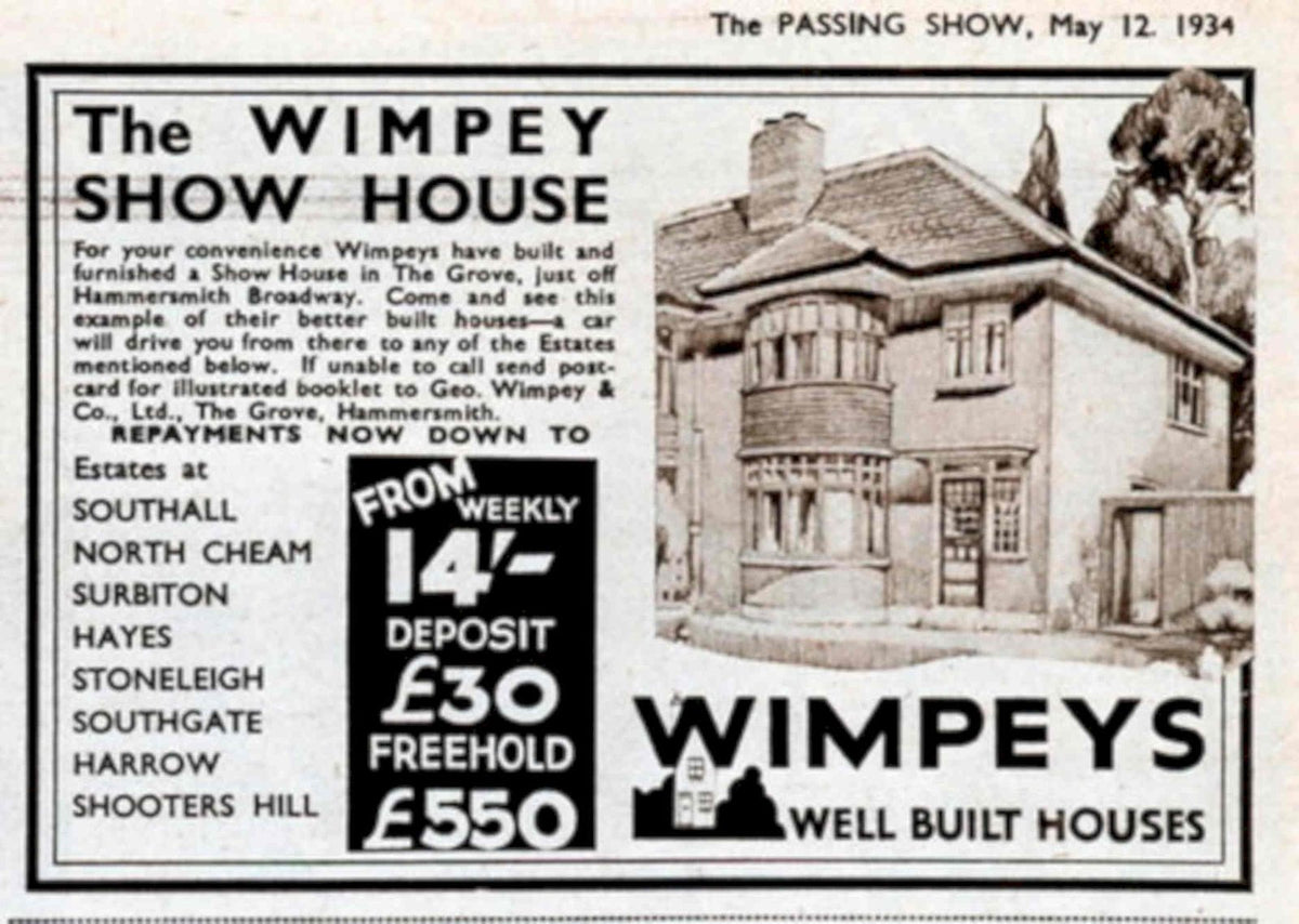 Wimpey Show House 1930s Vintage Retro Advert Poster